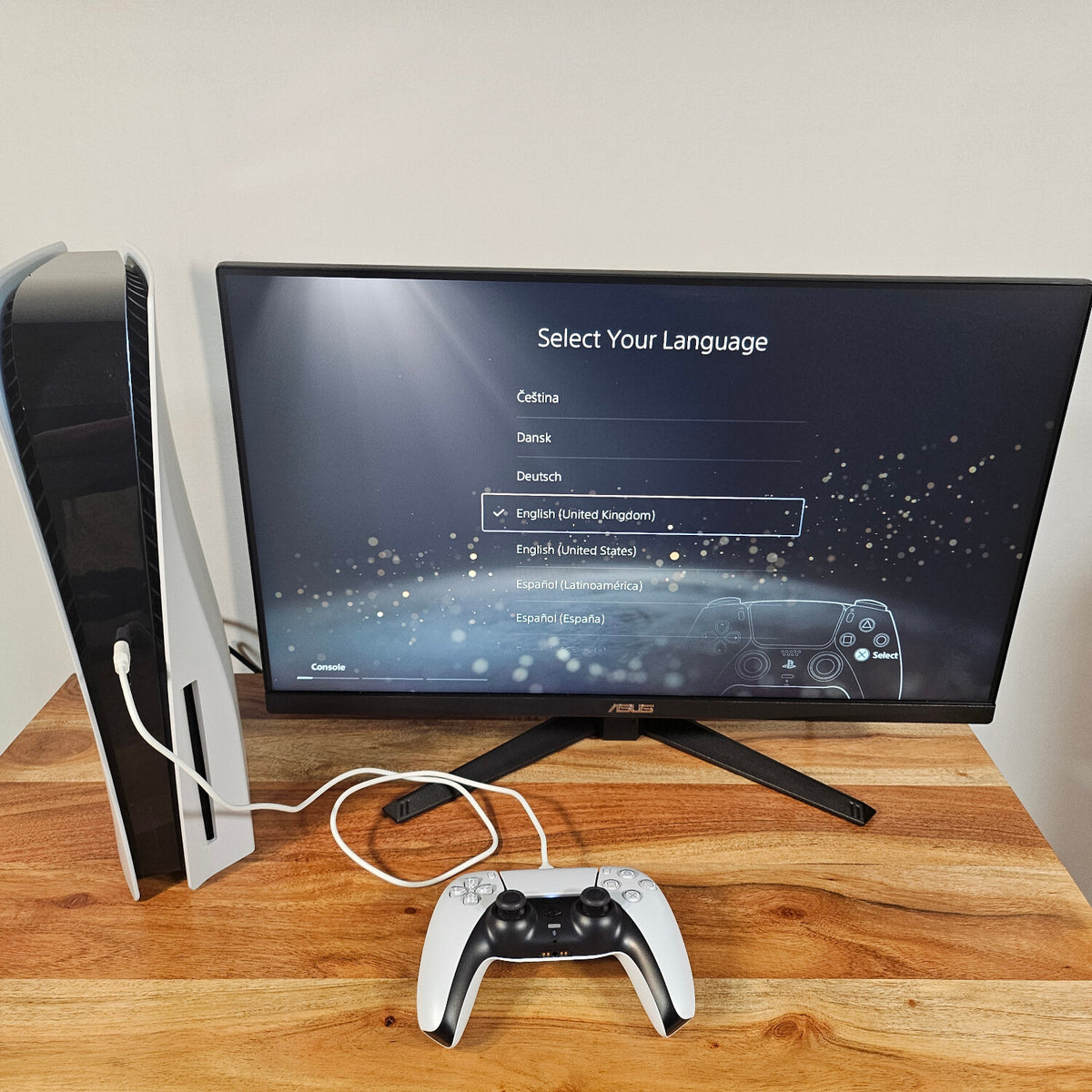 PS5 am Einrichtungsbildschirm als Nachweis für Start und Bildausgabe