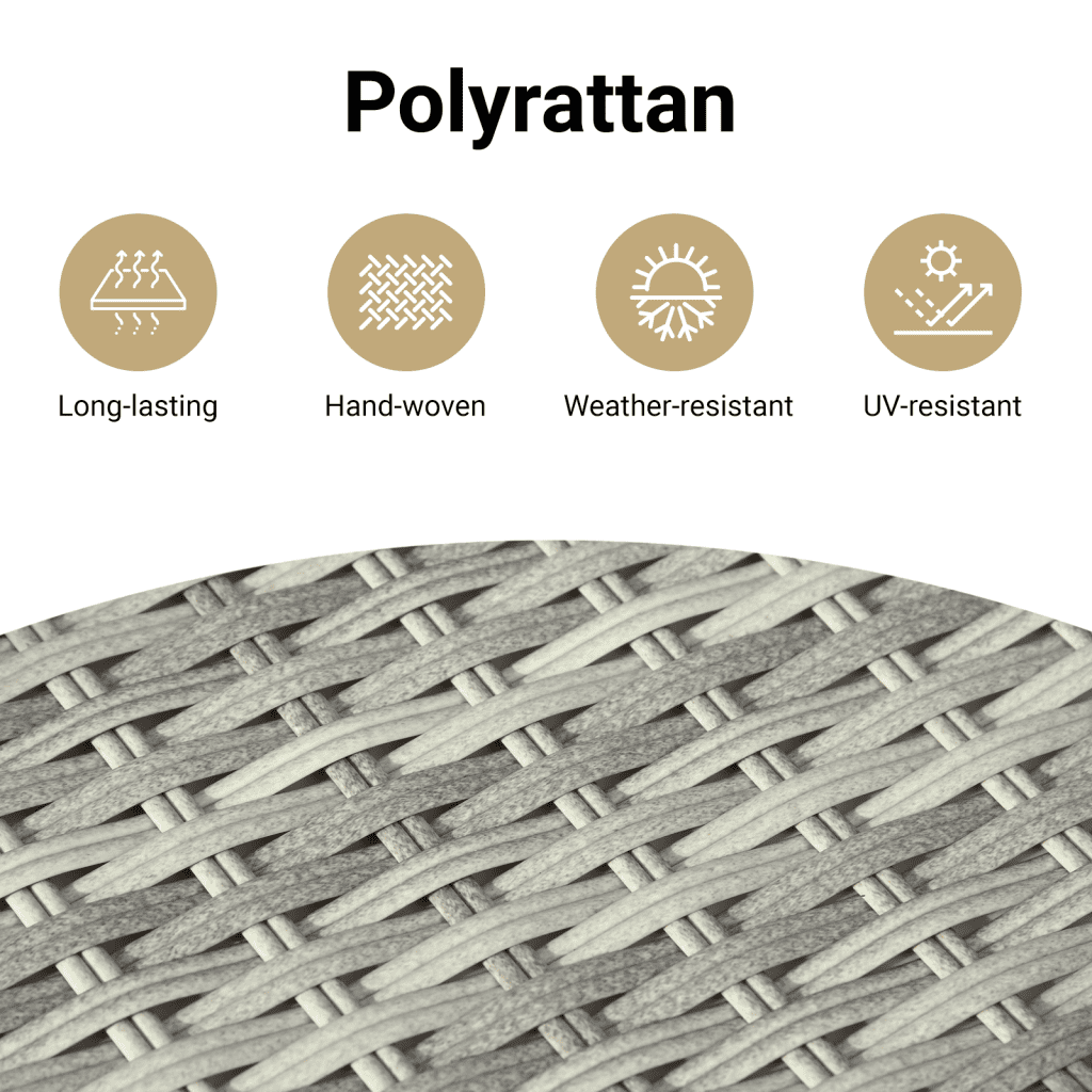 12-tlg. Garten-Sofagarnitur mit Kissen Hellgrau Poly Rattan