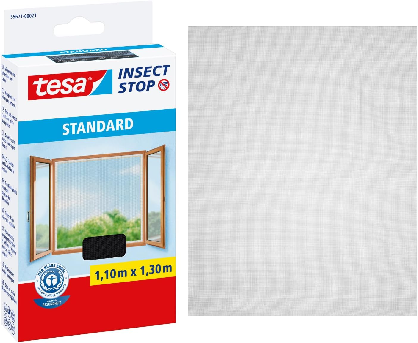Fliegengitter Fenster 110x130 cm anthrazit selbstklebend - tesa Insect Stop
