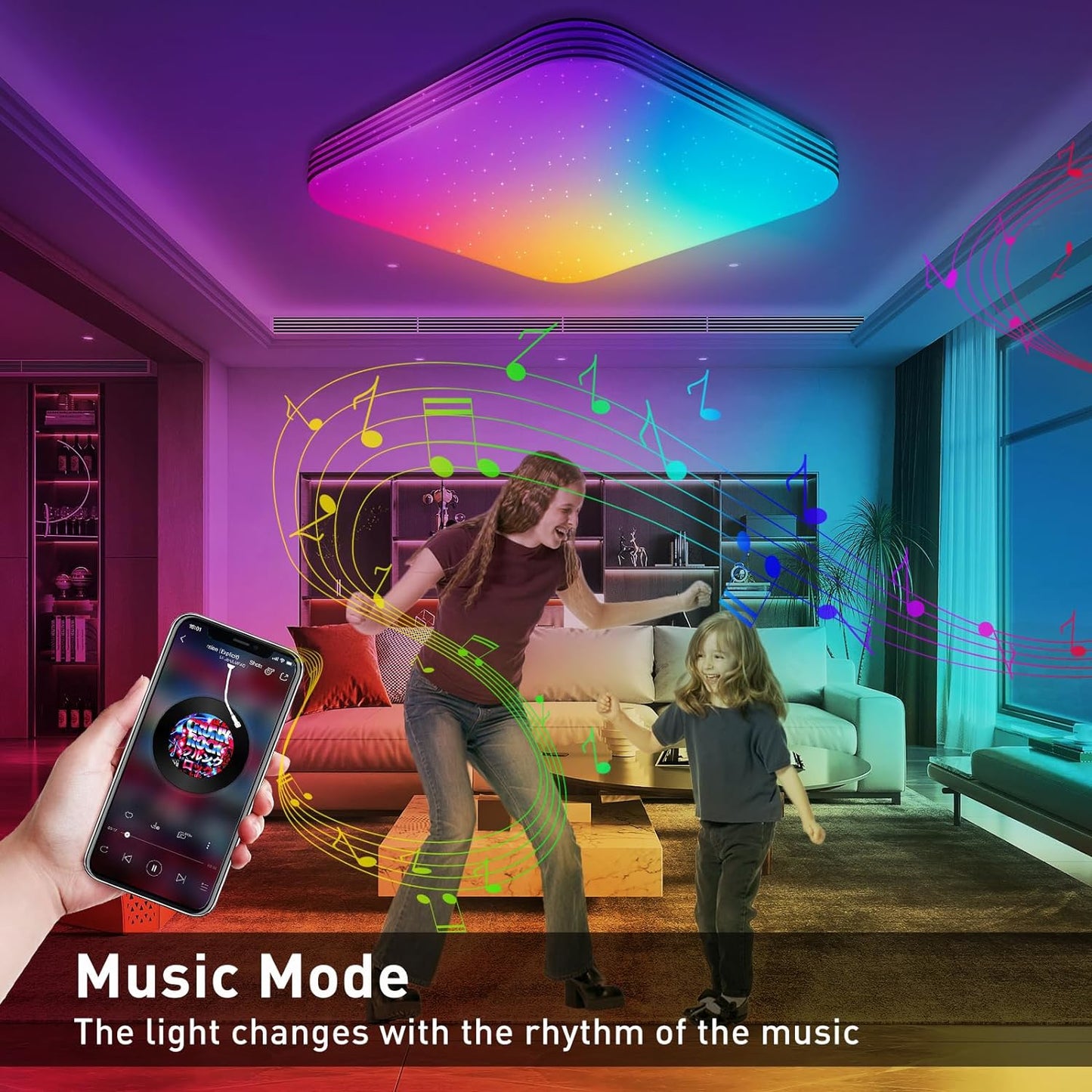 🌀 RGB Deckenleuchte 36W mit Fernbedienung & App – Farbwechsel für jede Stimmung