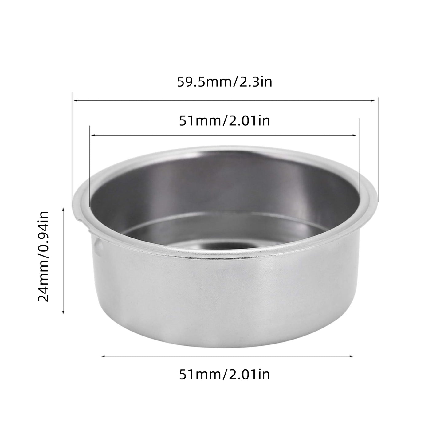 Siebträgereinsatz Edelstahl Kaffeefilter Siebträger Ersatzteil 51mm - 2-Cup Sieb