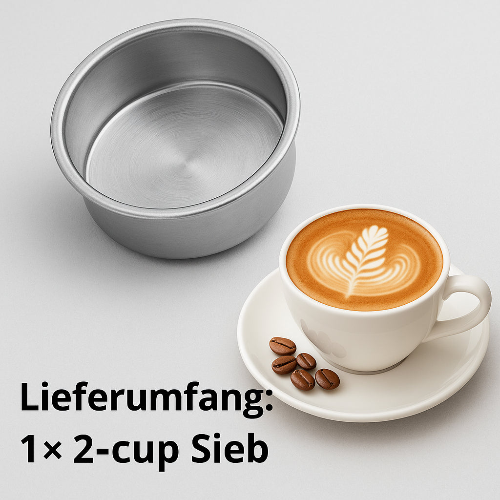 Siebträgereinsatz Edelstahl Kaffeefilter Siebträger Ersatzteil 51mm - 2-Cup Sieb