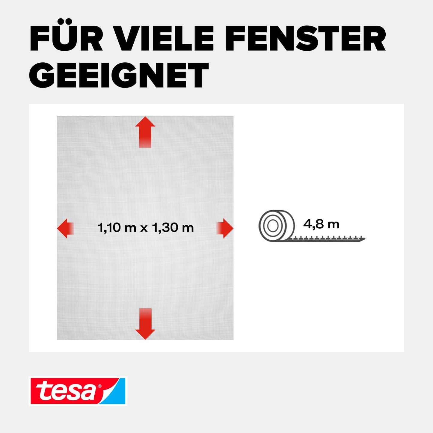 Fliegengitter Fenster 110x130 cm anthrazit selbstklebend - tesa Insect Stop