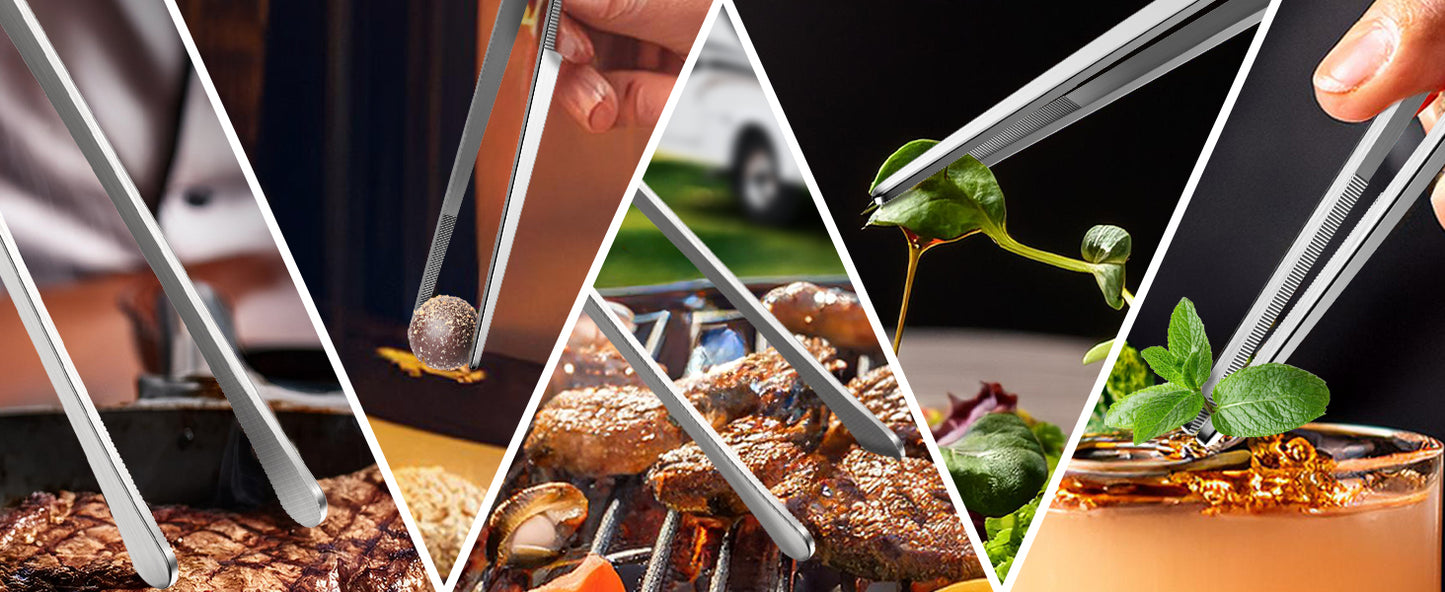 Lot de 2 pinces de cuisine – inox, 30 cm – pince à grill, star chef, grill de table, raclette, fondue