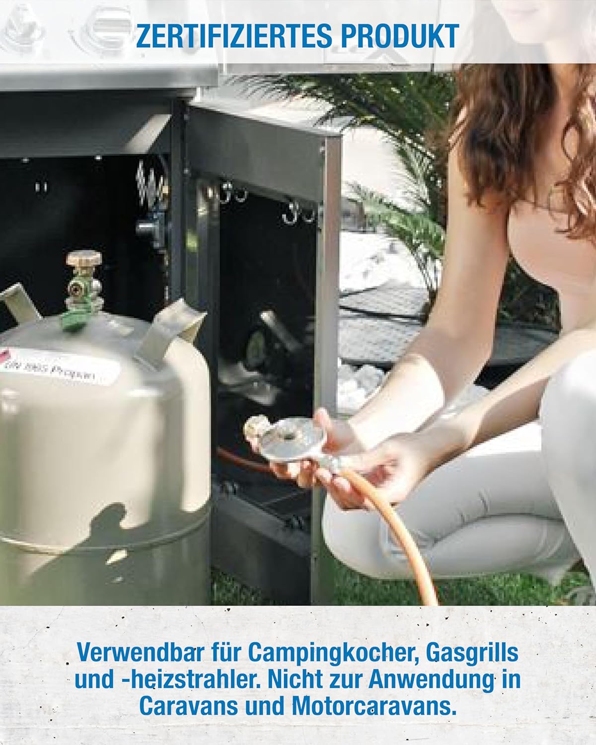 CFH Gasregler mit Gasschlauch 50 mbar – für Grill & Camping