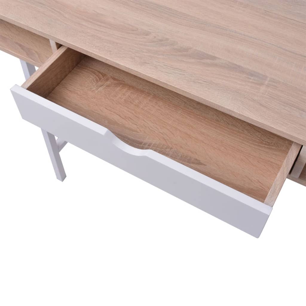 Bureau avec 1 tiroir en chêne et blanc