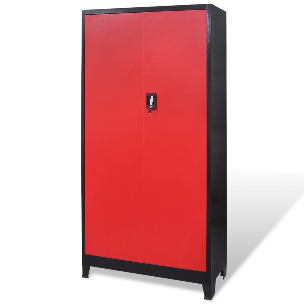 Tool cabinet with 2 doors steel 90x40x180 cm black/red