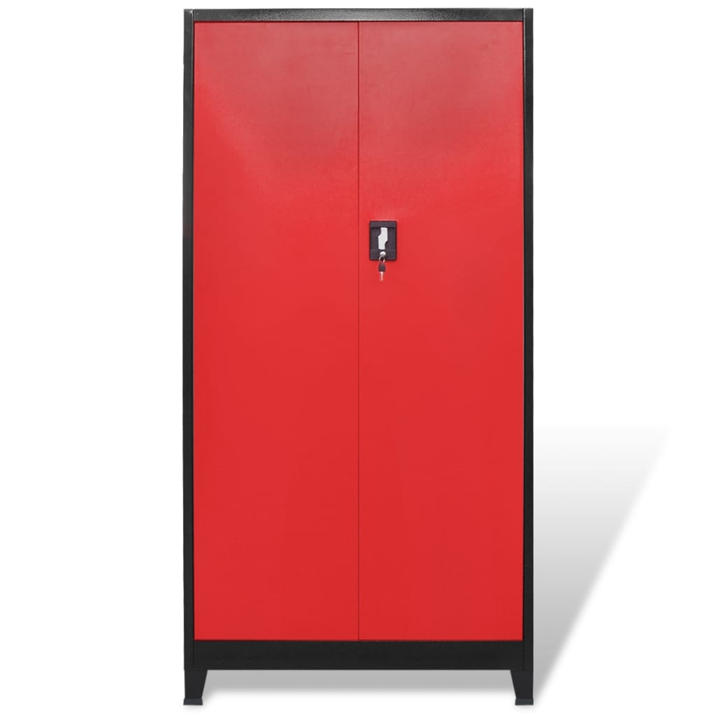 Tool cabinet with 2 doors steel 90x40x180 cm black/red