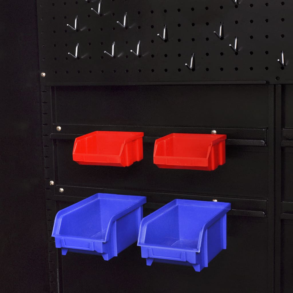 Tool cabinet with 2 doors steel 90x40x180 cm black/red