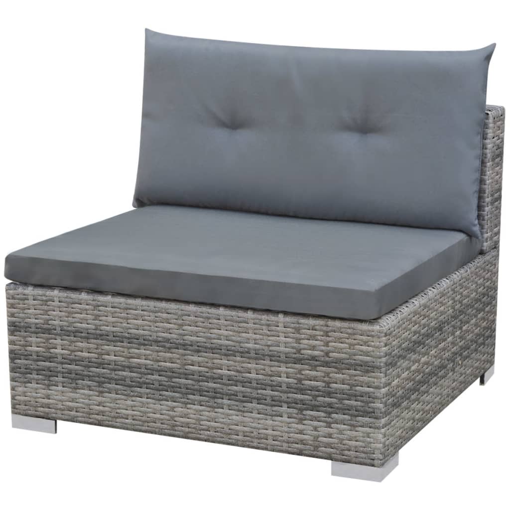 10-tlg. Garten-Lounge-Set mit Auflagen Poly Rattan Grau
