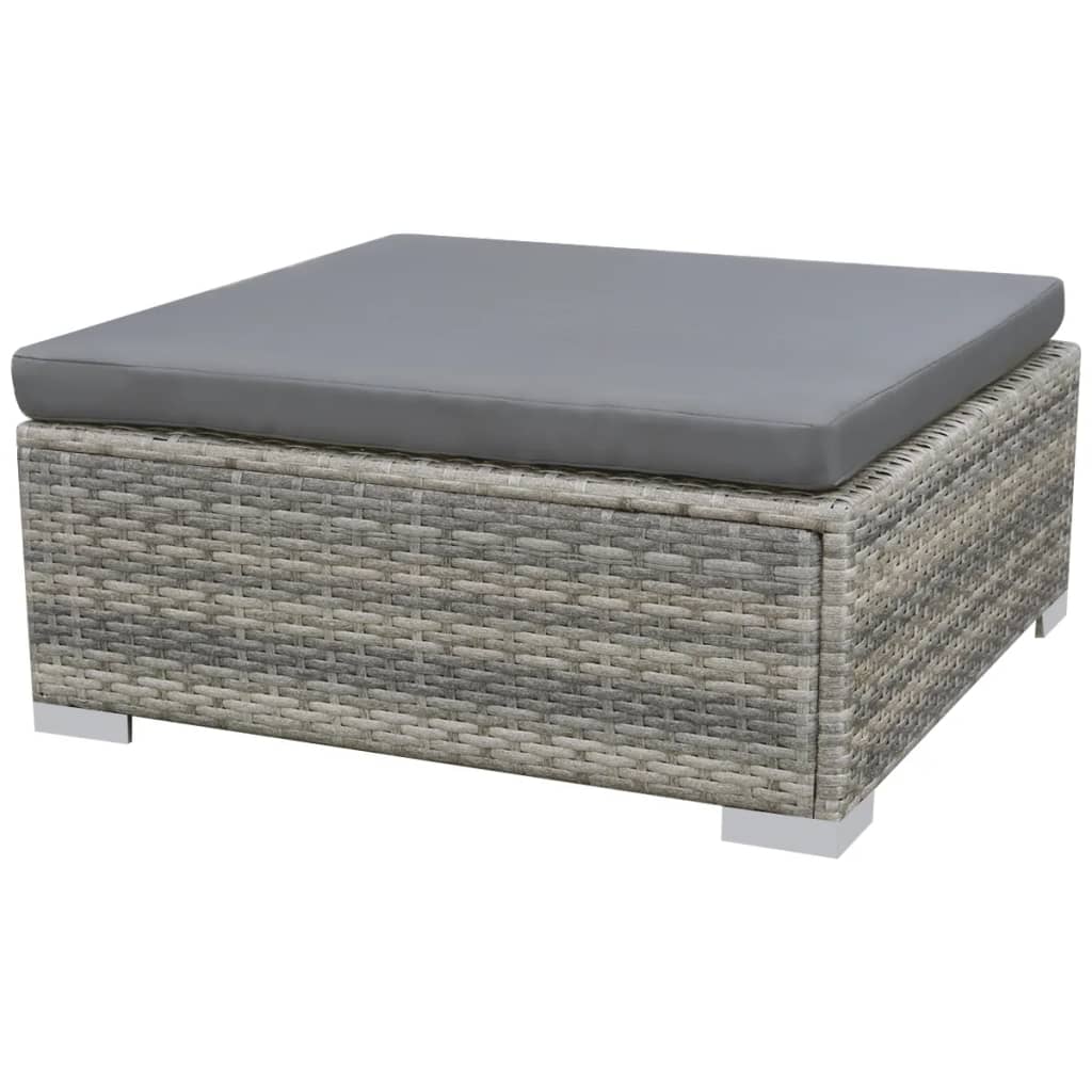 10-tlg. Garten-Lounge-Set mit Auflagen Poly Rattan Grau