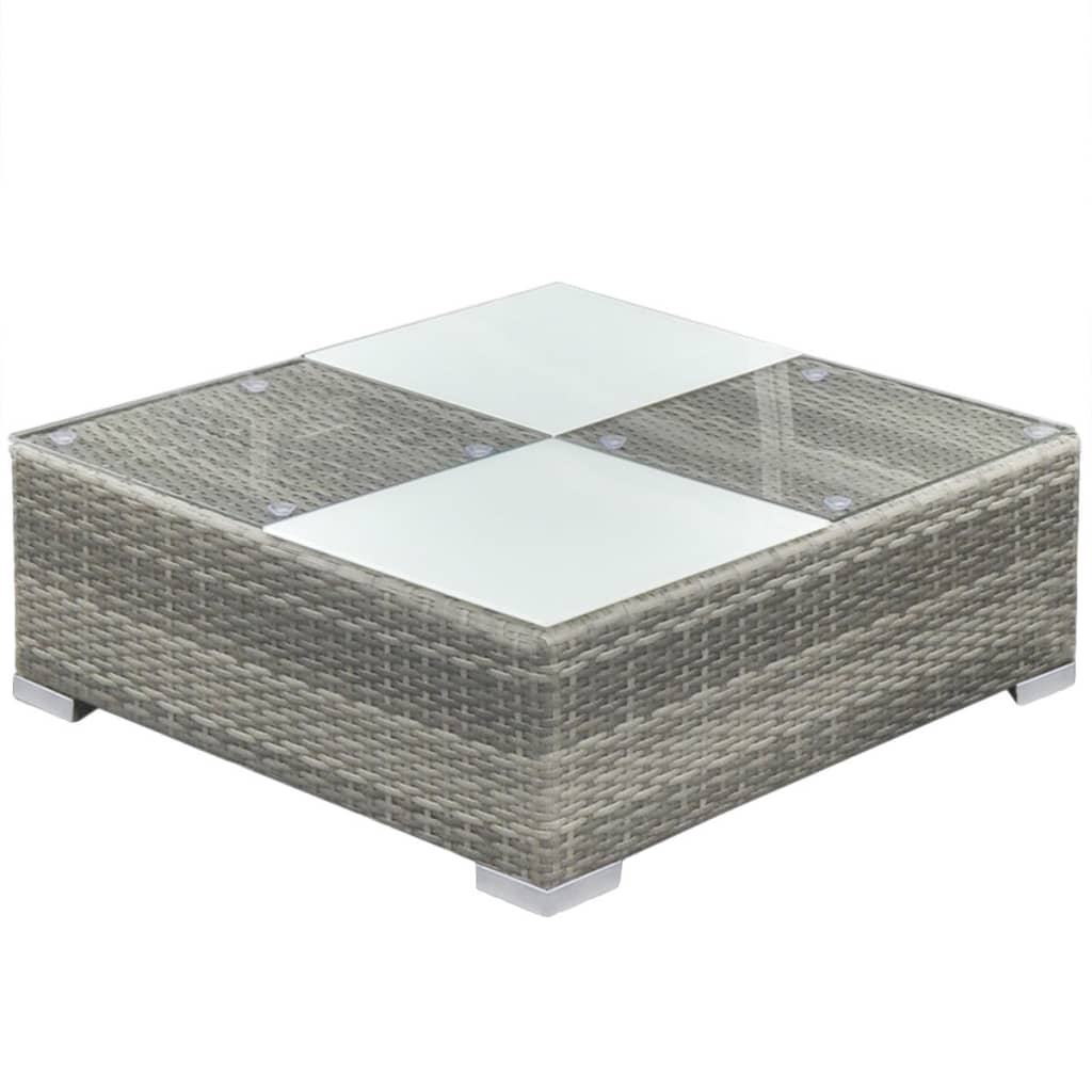 10-tlg. Garten-Lounge-Set mit Auflagen Poly Rattan Grau