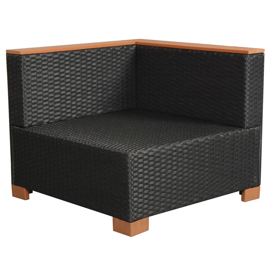 10 pièces. Salon de jardin avec coussins poly rotin noir