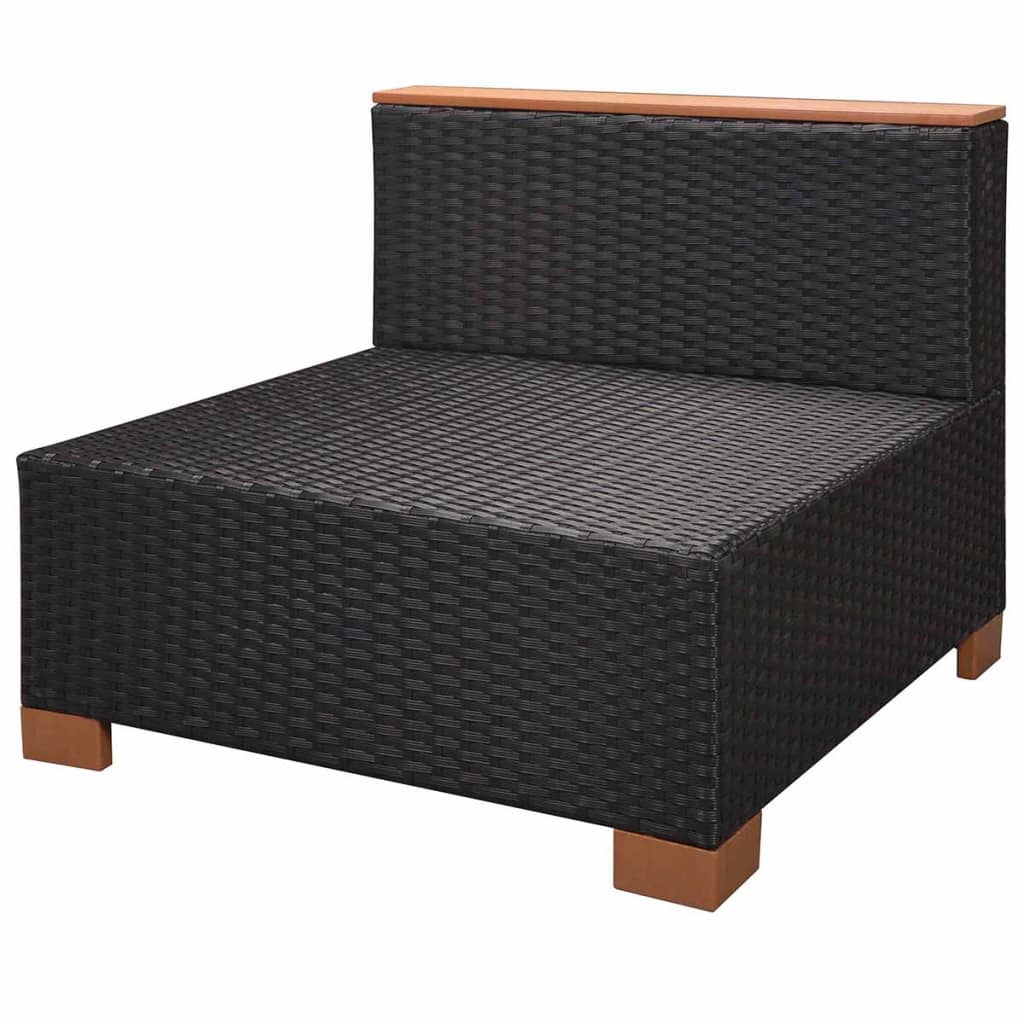10 pièces. Salon de jardin avec coussins poly rotin noir