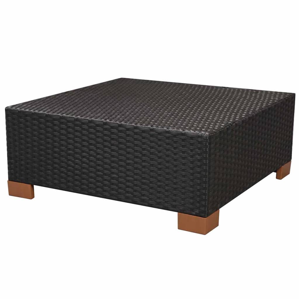 10 pièces. Salon de jardin avec coussins poly rotin noir