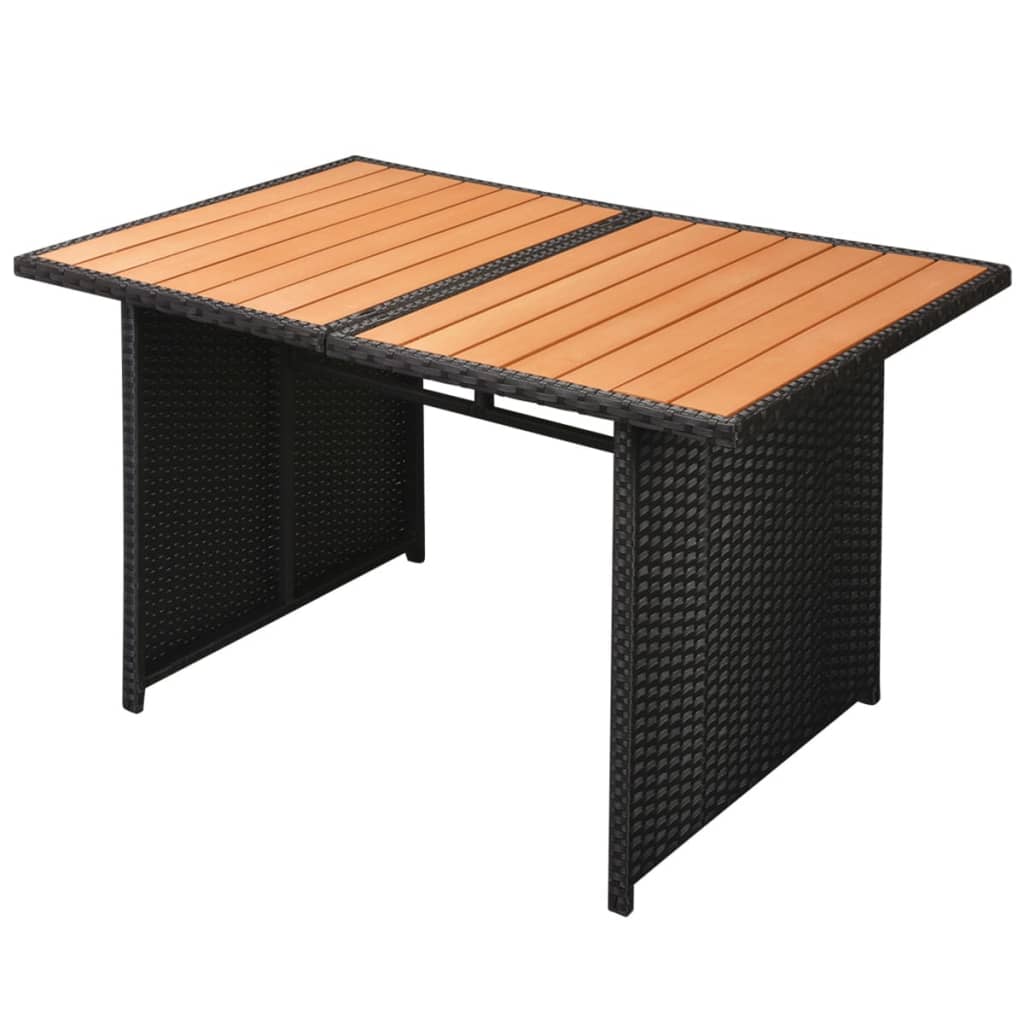 10 pièces. Salon de jardin avec coussins poly rotin noir