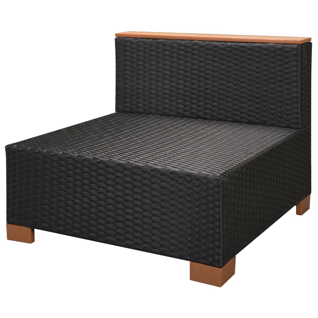 6 pièces. Salon de jardin avec coussins poly rotin noir