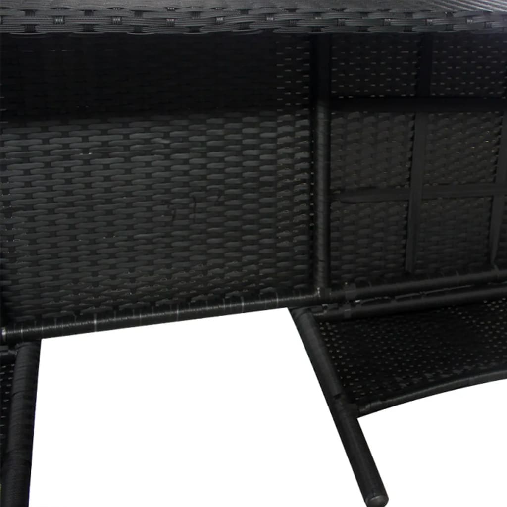 Gartensofa 2-Sitzer mit Teetisch Poly Rattan Schwarz