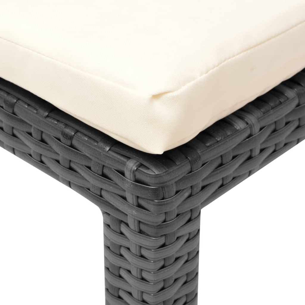 Bain de soleil avec coussin poly rotin noir