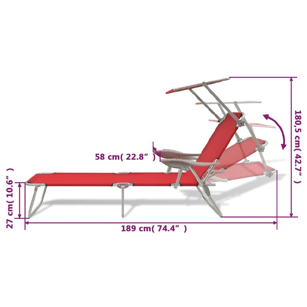 Bain de soleil avec protection solaire acier rouge