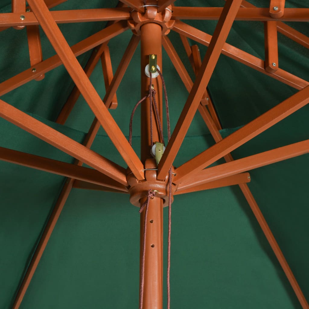 Parasol with ventilation 270x270 cm wooden pole green