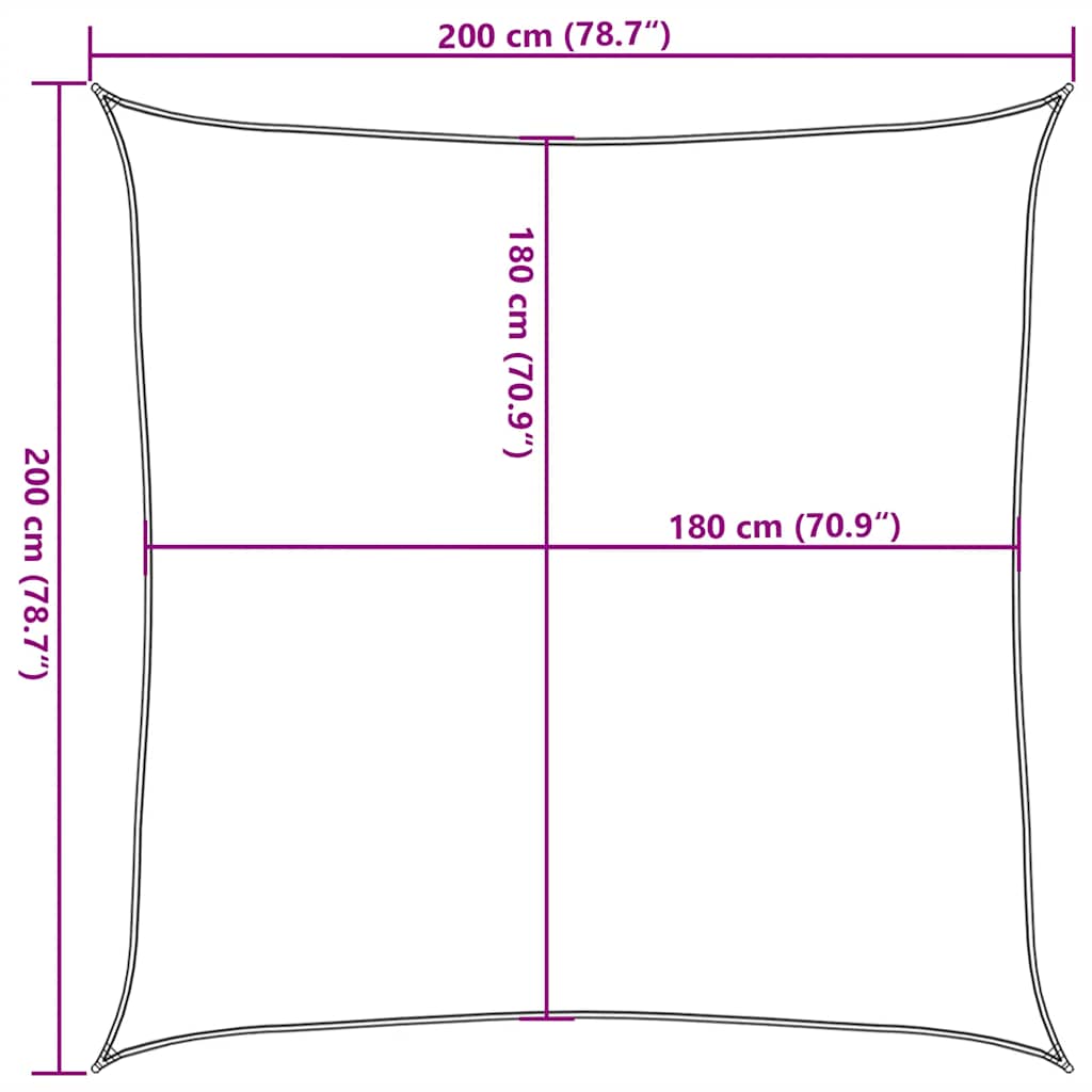 Sonnensegel HDPE Quadratisch 2 x 2 m Anthrazit