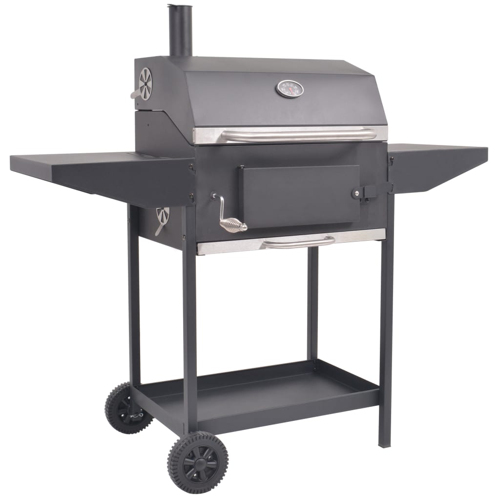 Fumoir à charbon de bois avec étagère noir