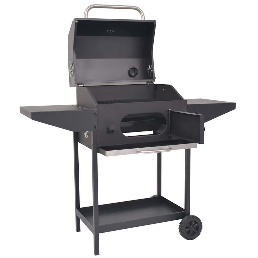 Fumoir à charbon de bois avec étagère noir