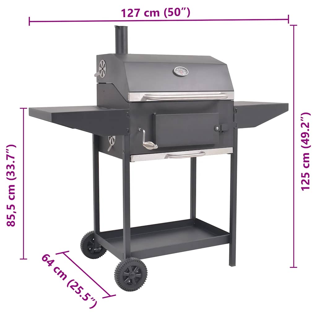Fumoir à charbon de bois avec étagère noir