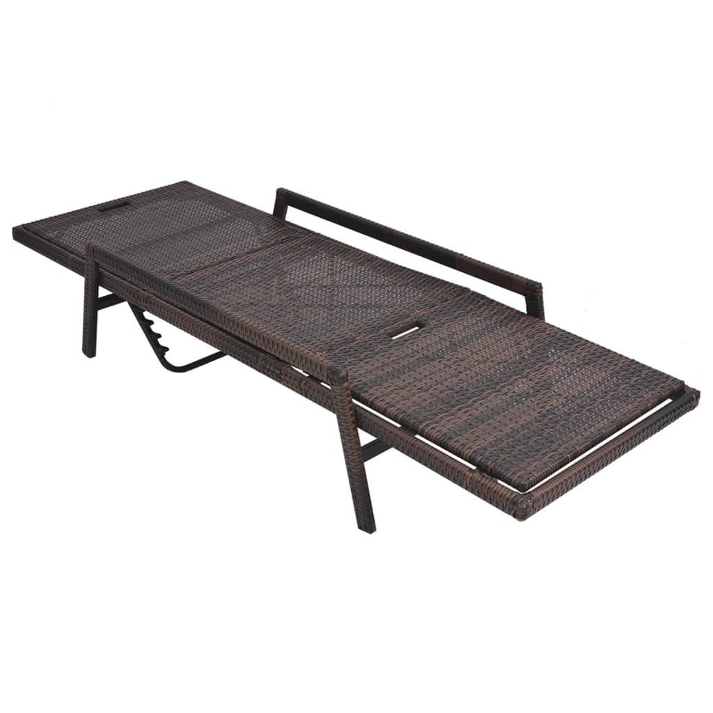 Bain de soleil avec coussin poly rotin marron