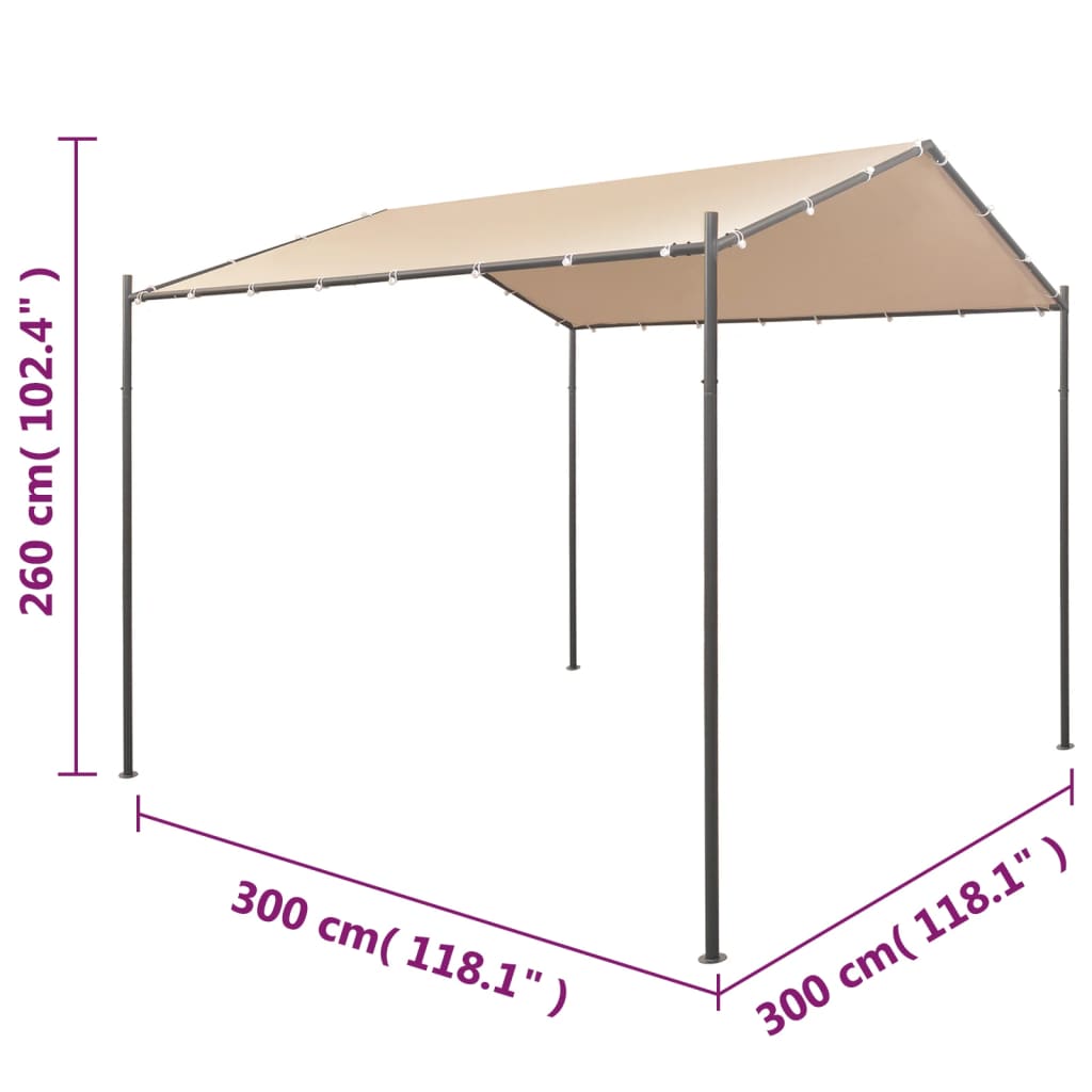 Pavilion Partyzelt Überdachung 3x3 m Stahl Beige