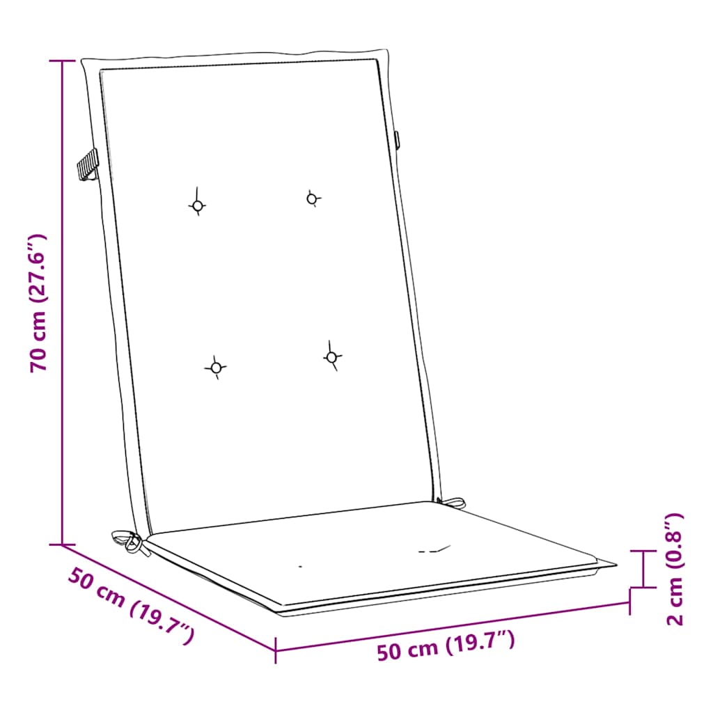 Gartenstuhlauflagen für Hochlehner 4Stk. Creme 120x50x2cm Stoff