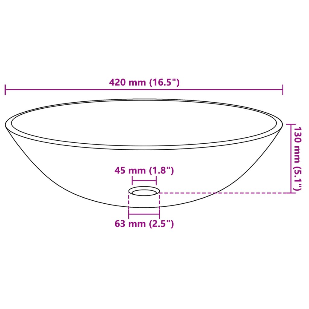 Waschbecken Hartglas 42 cm Gold