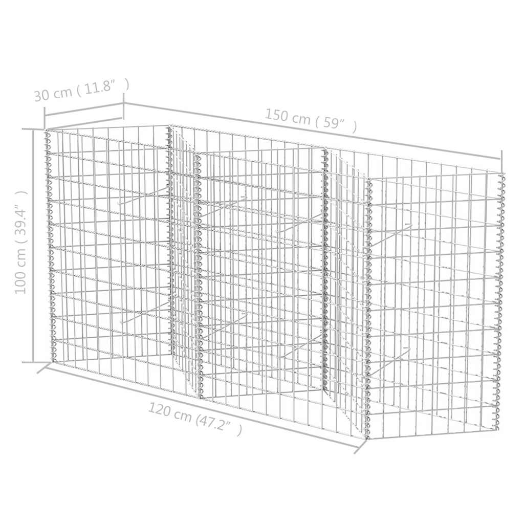 Gabionenkorb Pflanzkasten Gemüse-Hochbeet Stahl 120×30×100 cm