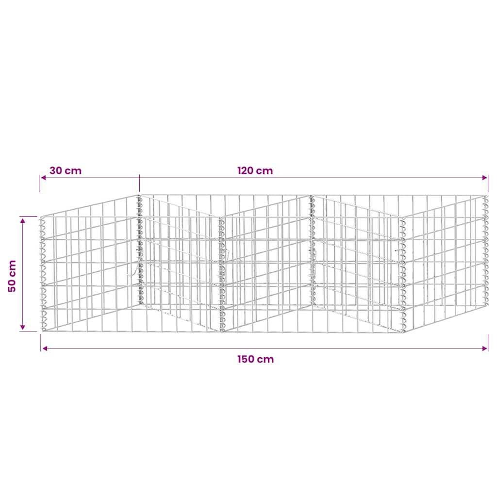 Gabionenkorb Pflanzkasten Gemüse-Hochbeet Stahl 120×30×50 cm