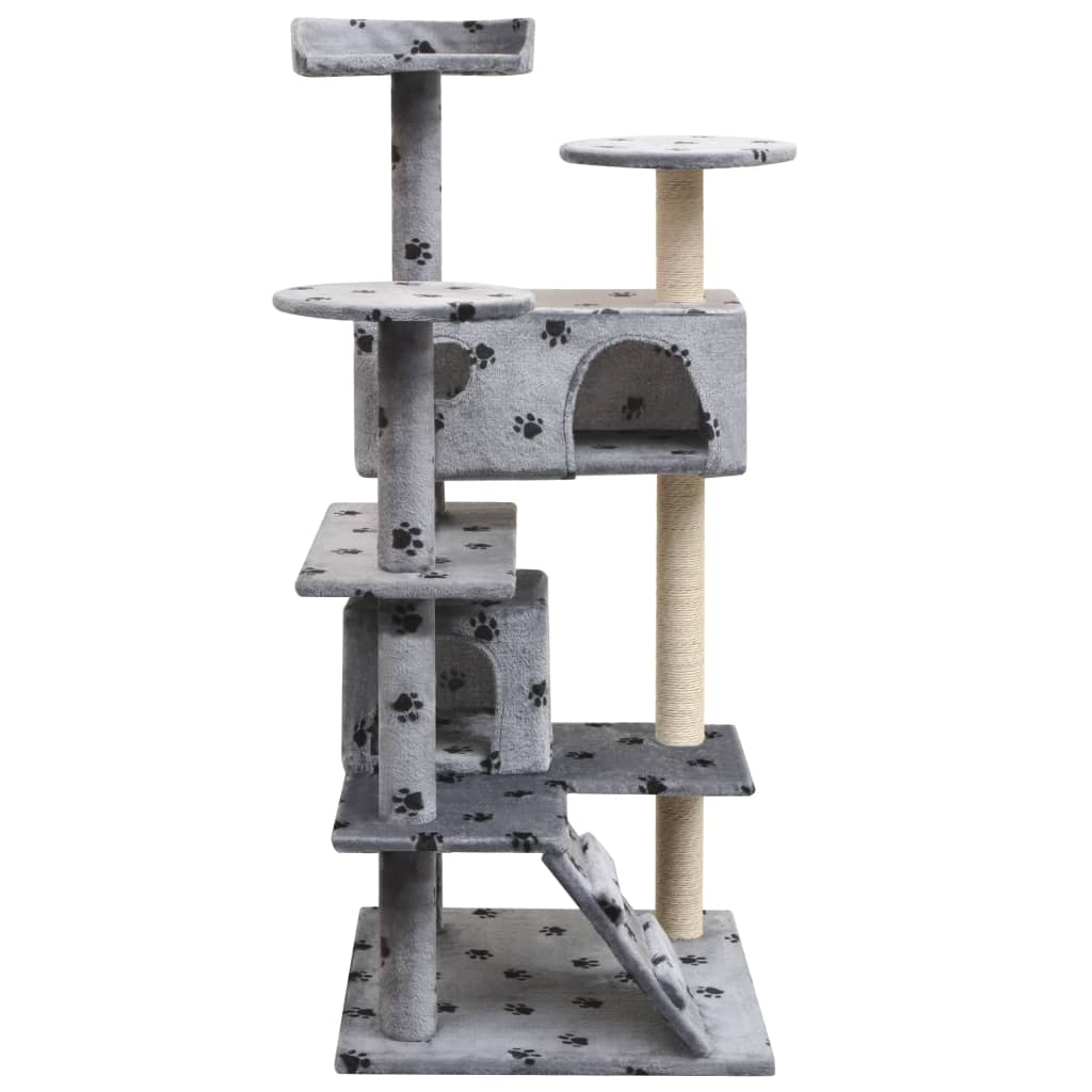 Cat scratching post 125 cm paw print grey