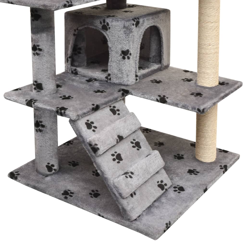 Cat scratching post 125 cm paw print grey