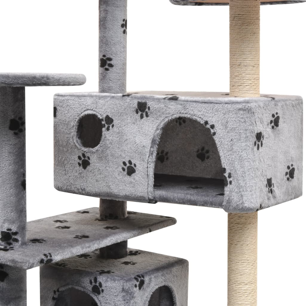Cat scratching post 125 cm paw print grey