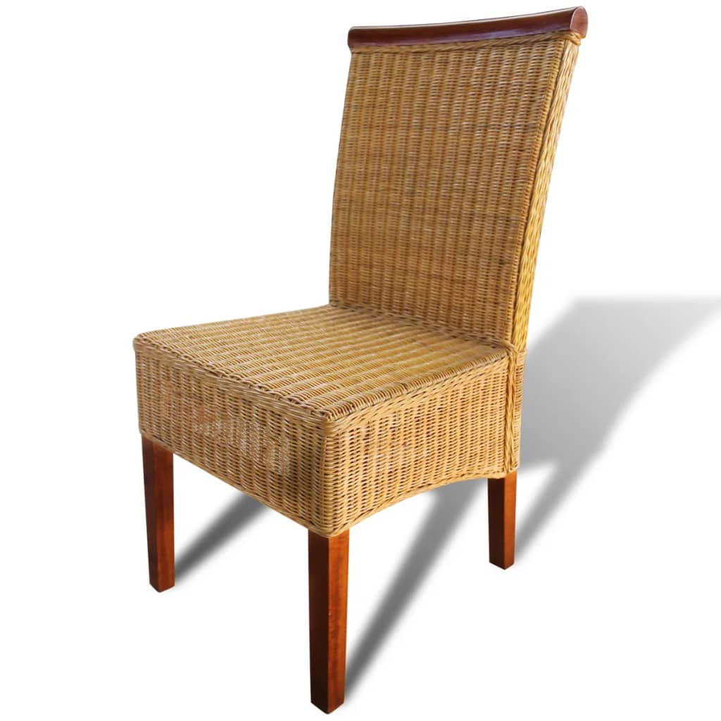 Dining room chairs 2 pcs. Brown natural rattan