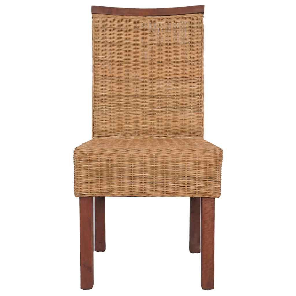Dining room chairs 2 pcs. Brown natural rattan
