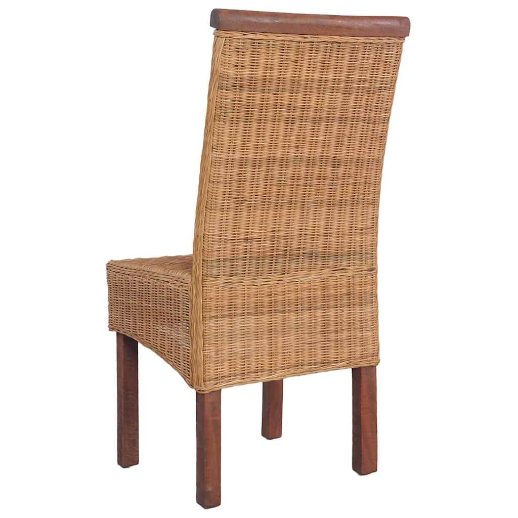 Dining room chairs 2 pcs. Brown natural rattan