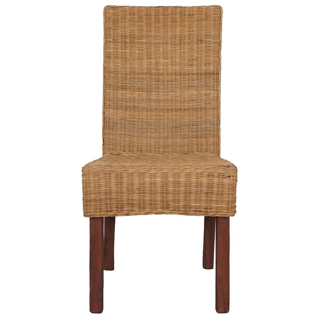 Dining Chairs 2 pcs. Brown Natural Rattan