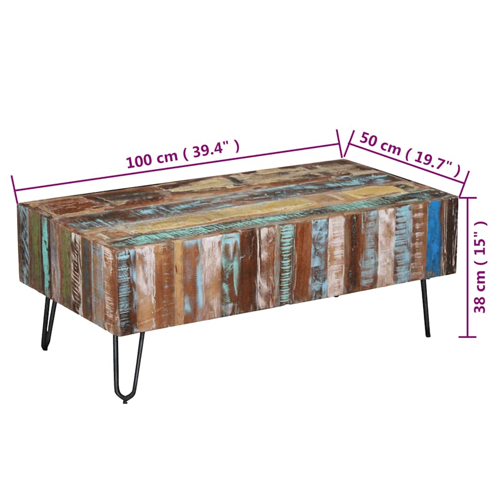 Couchtisch Altholz Massiv 100x50x38 cm