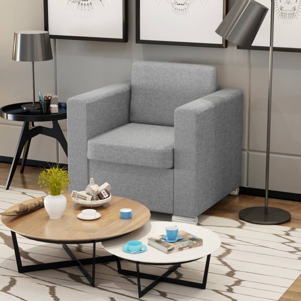 Fauteuil tissu gris clair