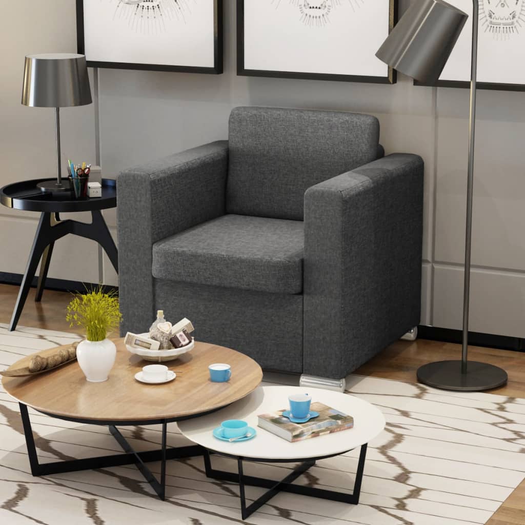Fauteuil tissu gris foncé