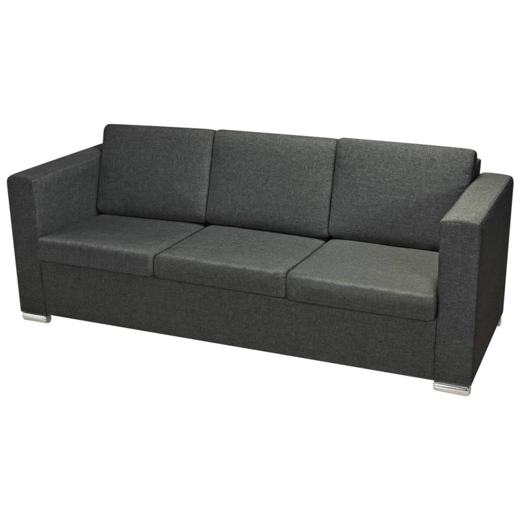 Canapé 3 places en tissu gris foncé