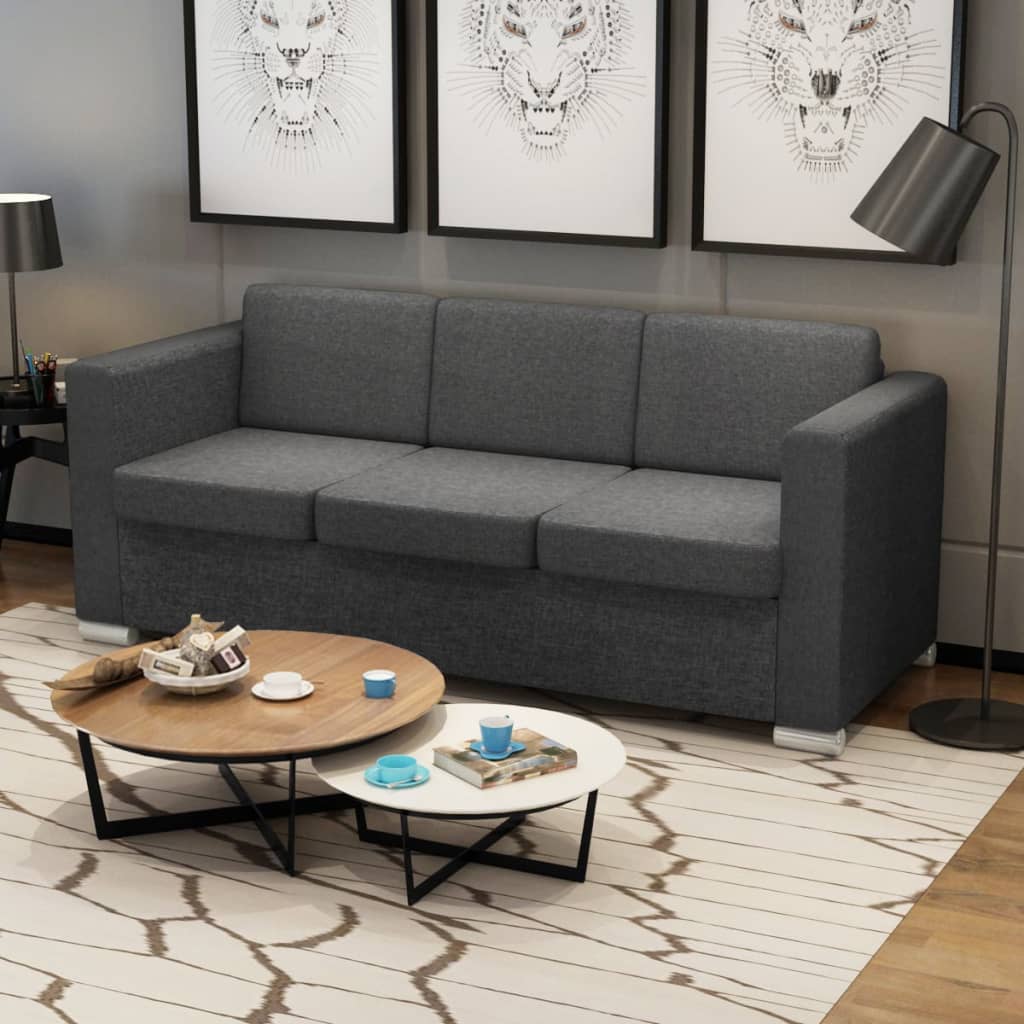 Canapé 3 places en tissu gris foncé
