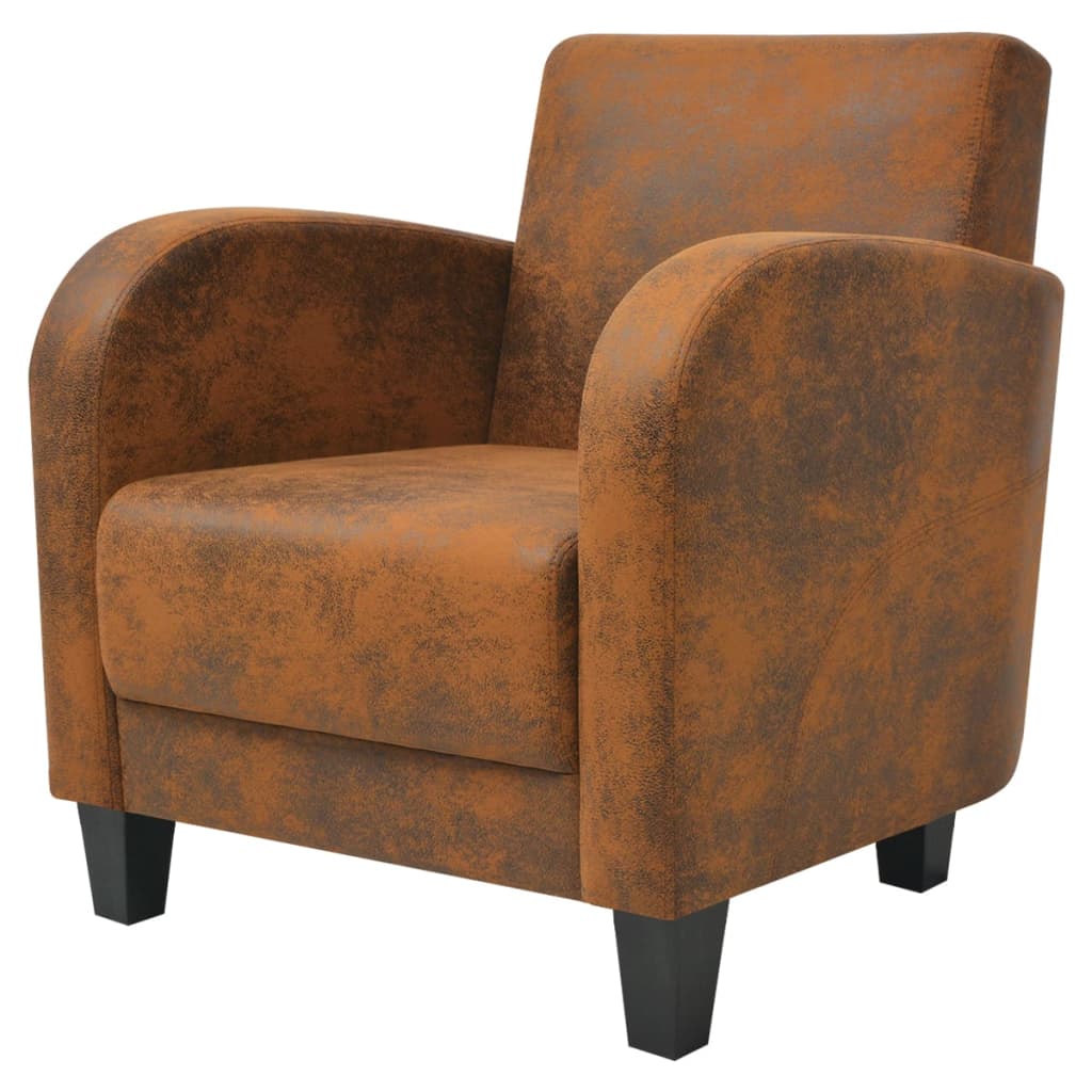 Fauteuil en daim marron