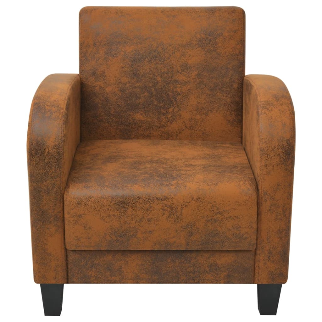 Fauteuil en daim marron