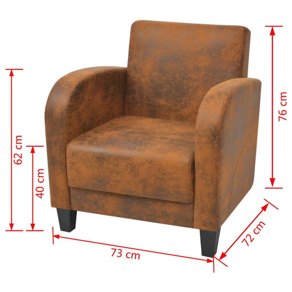 Fauteuil en daim marron